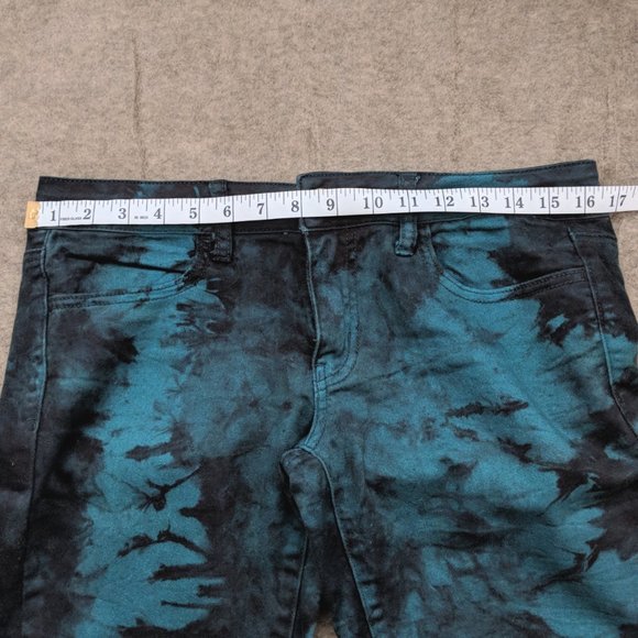 AE Tie Dye Teal and Black Stretch Skinny Jeans - Picture 6 of 7